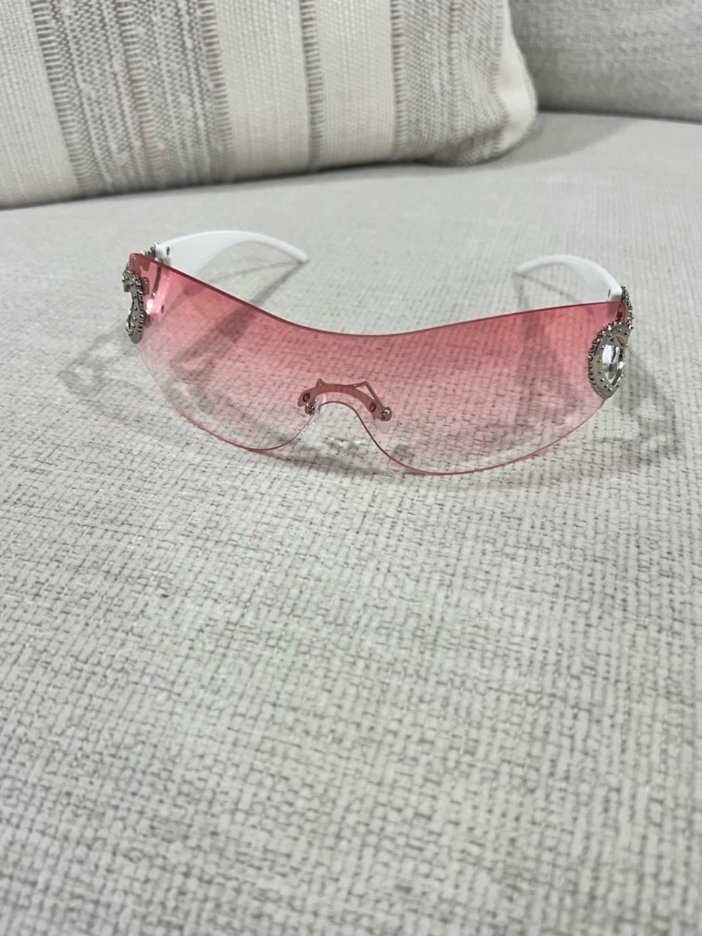 SHEIN Pink Sunglasses with White Arms